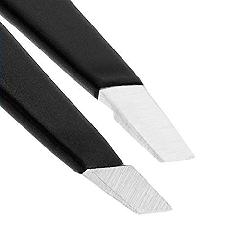 Eyebrow Tweezers Stainless Steel Slanted Tip Facial Hair Removal Tweezers - Black - Variation 1