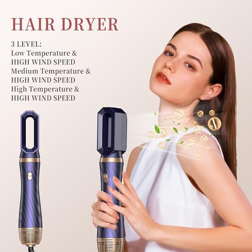6-in-1 Hair Dryer Brush with Curling Iron & Negative Ion
