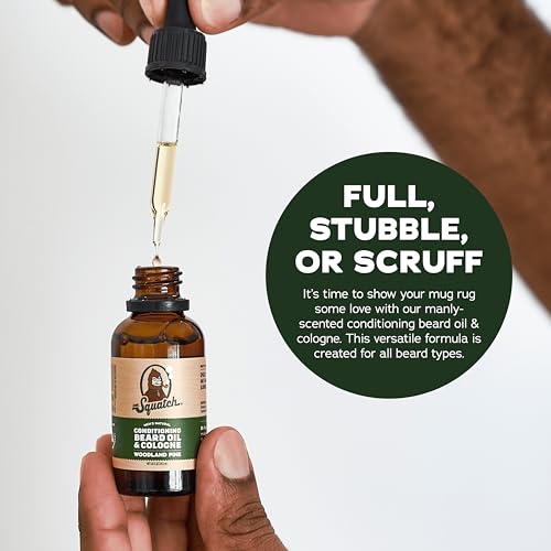 Dr. Squatch Conditioning Beard Oil & Cologne 3 Pack - Natural Men's Beard Oil Gift Pack - Nourish & Moisturize - Long Lasting Scent - Fireside Bourbon, Glacial Falls, Woodland Pine