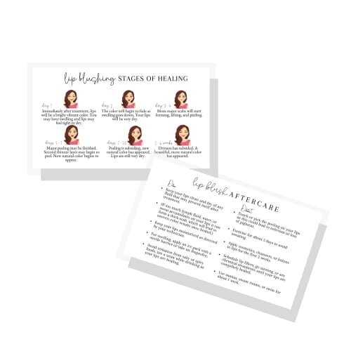 Lip Blush Aftercare Instruction Cards | 50 Pack Business Card Size