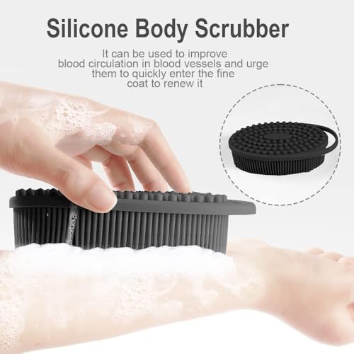 Silicone Body Scrubber 2-Pack with Double-Sided Brush for Sensitive Skin