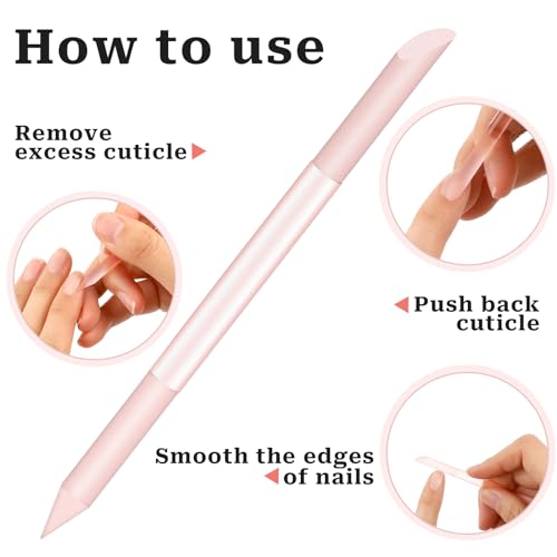 Glass Cuticle Pusher Set of 2 - Double-Headed Crystal Manicure Sticks