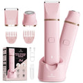 VG VOGCREST Bikini Trimmer for Women: Rechargeable 2-in-1 Painless Body Shaver for Leg Arm Underarm with Length Combs - Portable Travel Friendly Pubic Grooming Kit with Charging Dock (Light Pink)