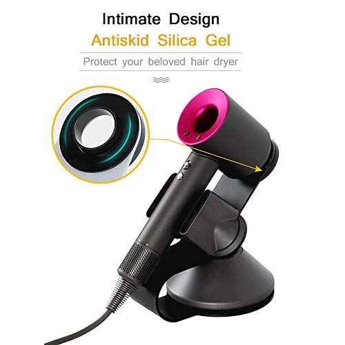 Hairdryer Stand Holder for Dyson,Magnetic Carbon Steel Bracket Power Plug Holder,Bathroom Organizer for Dyson Supersonic Hairdryer, Diffuser and Two Nozzles (Black)