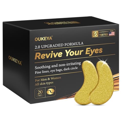 OUKEYA 24k gold eye mask Patches (20 Pairs Eye Gels)