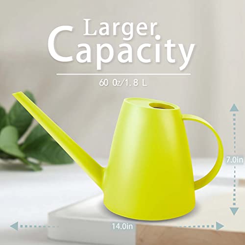 Watering Can for Indoor Plants, Small Watering Cans for House Plant Garden Flower, Long Spout Water Can for Outdoor Watering Plants 1.8L 1/2 Gallon (Yellow, 1.8L)