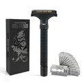 Full Brass Adjustable Safety Razor for Men | Butterfly Open & Long Handle | with 10 German Solingen Blades