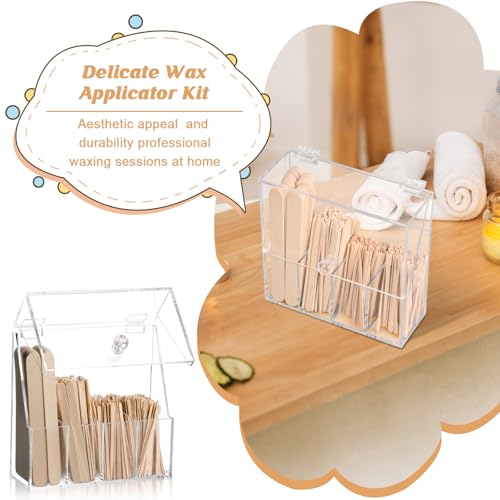 300 Pcs Wood Wax Applicator Kit 4 Style Wax Applicator Sticks with 4 Compartments Waxing Sticks Organizer Small Medium Large Waxing Applicators Waxing Sticks Assorted for Body Legs Face Nose Eyebrows