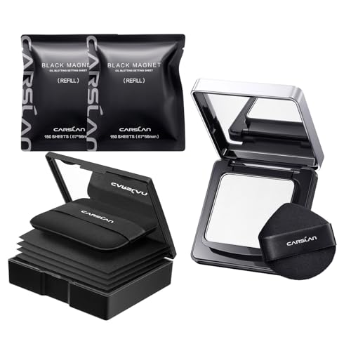Oil Blotting Paper with Setting Powder, 450 Sheets + 8 Refill Pads