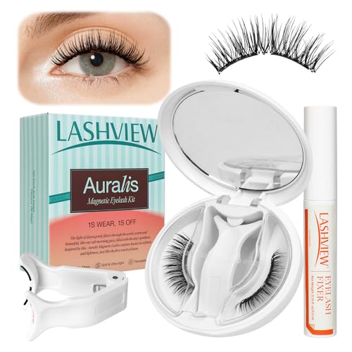 LASHVIEW Upgrade Magnetic Eyelashes with Applicator, Reusable Soft Magnetic Lashes Natural Look with 0.17mm Ultra-Thin Magnets No Glue Needed Easy to Wear and Remove-N24
