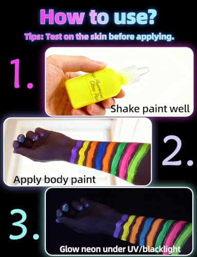 ILC UV Reactive Black Light Body Paint Kit - 6 Neon Colors