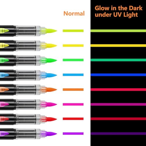 UV Glow Face Paint Markers - 8 Pack Neon Black Light Body Art Pens