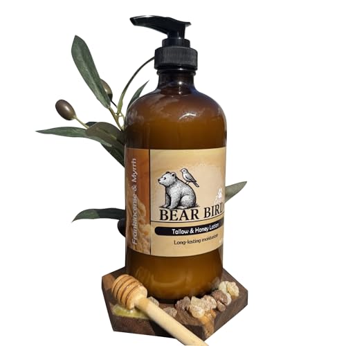 100% Grass-Fed Tallow & Raw Honey Body, face Lotion with Olive Oil & Frankincense + Myrrh Infused Castor Oil