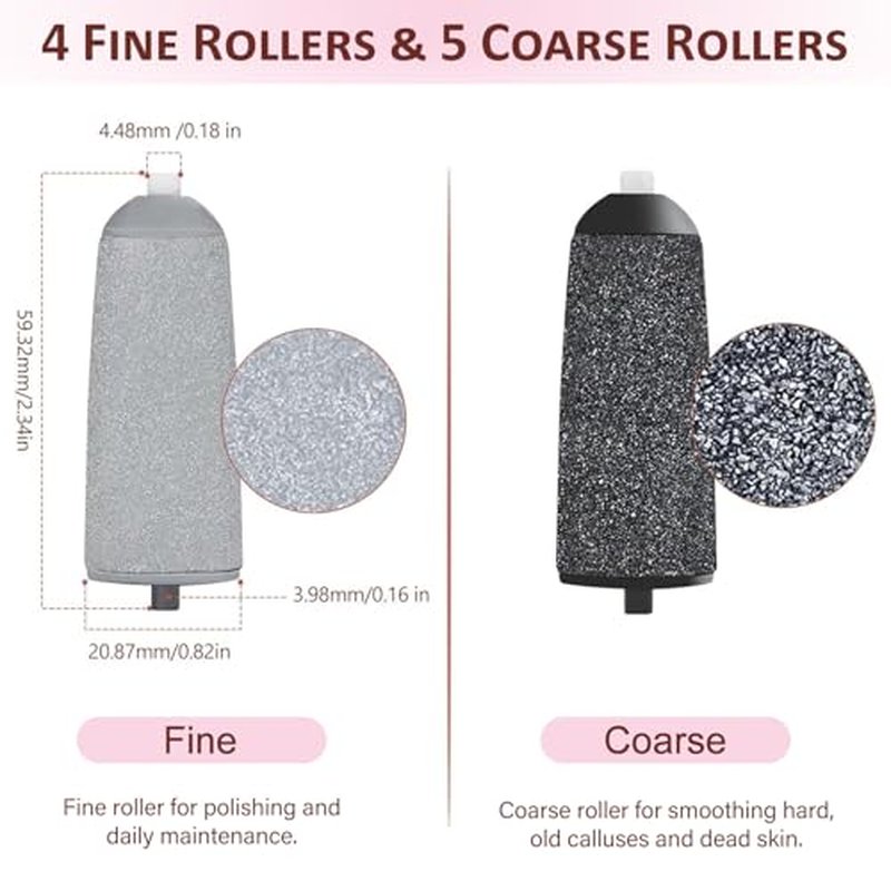 9 Pack Pedicure Roller Heads for Electric Foot Callus Remover