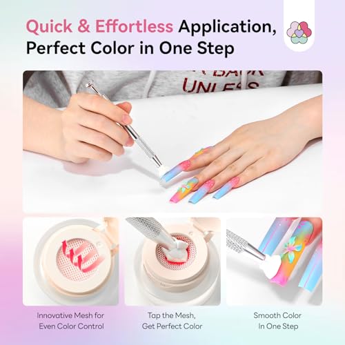 SAVILAND Colorful 9pcs Patting Gel Nail Polish Kit with 100 Sponges - Ombre & Art
