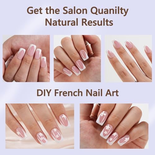 Misssix French Tip Press On Nails Kit 160Pcs Short Square
