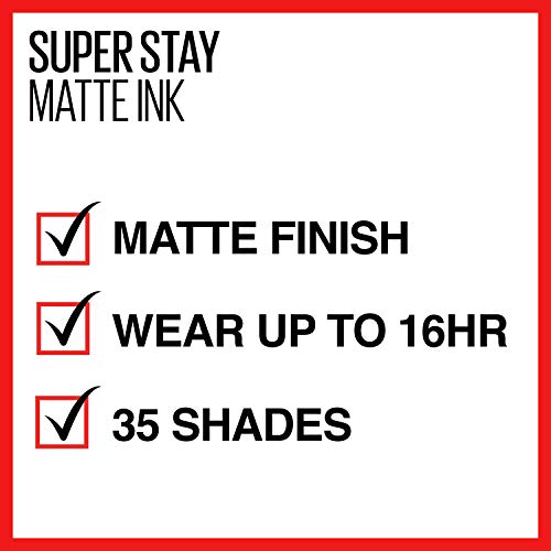 Maybelline Super Stay Matte Ink Liquid Lipstick Makeup, Long Lasting High Impact Color, Up to 16H Wear, Ruler, Deep Cranberry, 1 Count