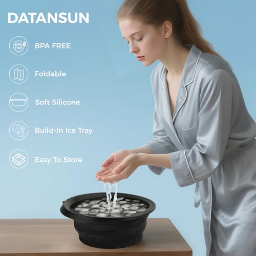 Face Bowl For Ice with Built-In Icetray¡¼Foldable¡½¡¼Travel Size¡½¡¼Easy To Clean¡½Food Grade Silicone Ice Bowl For Face£¬Black
