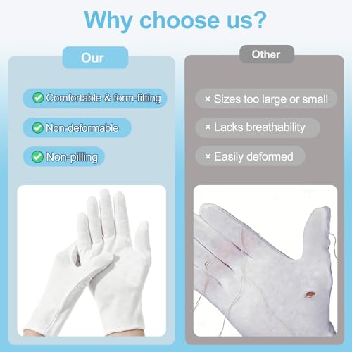 38-Pack White Cotton Gloves for Dry Hands, Eczema & SPA Moisturizing
