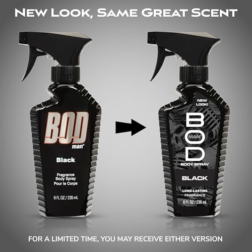 BOD Man Black Fragrance Body Spray, 8 fl oz (Pack of 2)