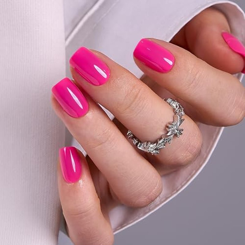 CurvLife Press On Nails Short Square Soft Gel French Tips
