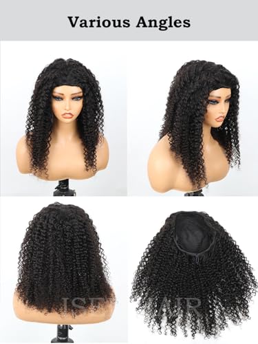 ISEE Kinky Curly Human Hair Half Wig 16" Glueless