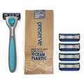 Preserve POPi Shave 5 Razor System Made with recycled Ocean Plastic, Charcoal Grey and Preserve POPi Shave 5 Replacement Cartridges for Preserve POPi Shave 5 Razor (4 Count) Bundle