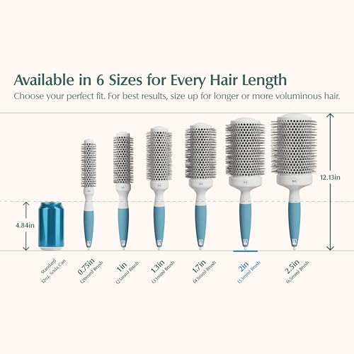 Osensia 2 Inch Ceramic Ion Round Hair Brush for Blow Drying, Volume & Sleek Styling