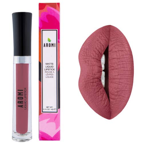 Aromi Rosy Chestnut Matte Liquid Lipstick | Warm, Earthy Rose Lip Color, Vegan, Cruelty-free, Smudge Proof + Long-Lasting Lipstick (Stella Rosae)