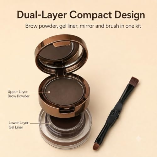 2-in-1 Brow Powder & Gel Eyeliner Kit with Mirror