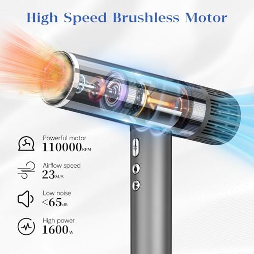 Natrial Ionic Hair Dryer with Diffuser - 1600W Fast Drying for Curly Hair
