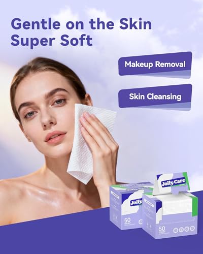 Jolly Care Disposable Face Towels 10x12 Inches, 50 Count, Soft & Absorbent