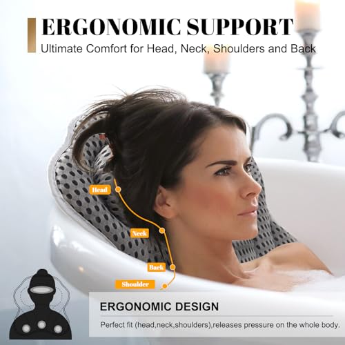 4D Bath Pillow with Neck & Back Support | Luxury Spa Bathtub Pillow