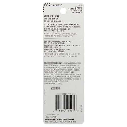 COVERGIRL Get In Line Liquid Eyeliner Black, Fine Tip