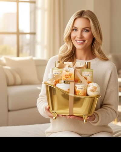 Honey Almond Bath Gift Set for Women & Men - 8pc Spa Kit