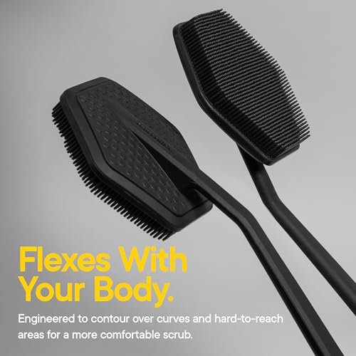 Silicone Back Scrubber with Long Handle - Charcoal