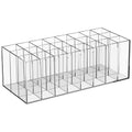 24-Slot Acrylic Lipstick Organizer - Transparent Makeup Storage Case for Lip Gloss Brushes and Cosmetics - Stylish Desktop Display Rack