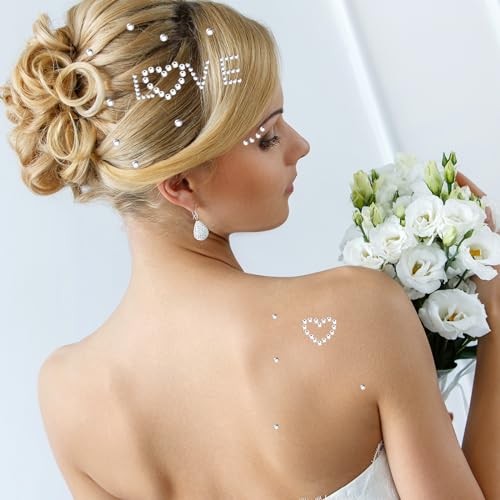 5Pc Rhinestone Stickers Heart Numbers Letters Self-Adhesive