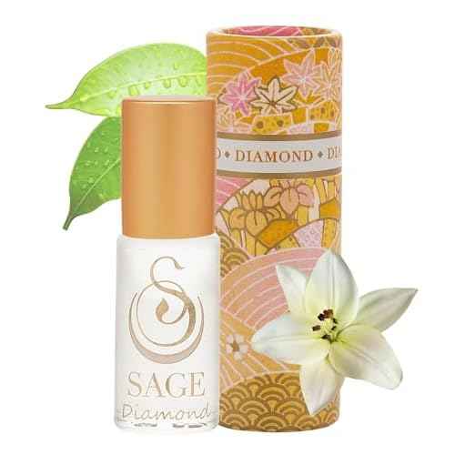 The Sage Lifestyle Diamond Roll On Perfume Oil, White Lily, Soft Musk, White Amber, Subtle for Women, Alcohol-Free Luxury Long Lasting Skin Scent Vegan & Cruelty Free Made in USA 1/8 oz Travel Perfume