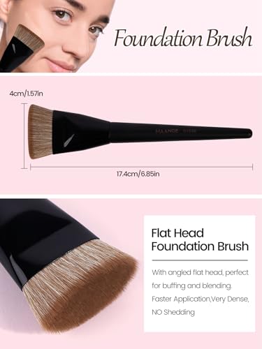 MAANGE Black Makeup Brush Set 4 Pcs - Foundation, Concealer & Contour Tools
