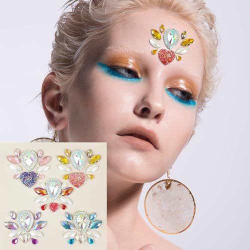 18 Pcs Mermaid Face Gems Stickers - Rhinestone Party Makeup