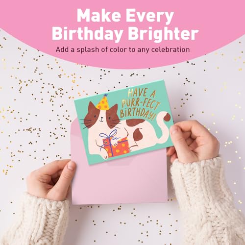 Bright Happy Birthday Cards Set with Envelopes - 50 Assorted Designs Bulk Pack
