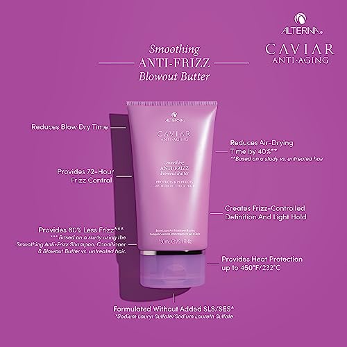 Alterna Caviar Anti-Aging Smoothing Anti-Frizz Blowout Butter, | Protects Hair from Heat Styling and Humidity | Sulfate Free , 5.07 Fl Oz (Pack of 1)