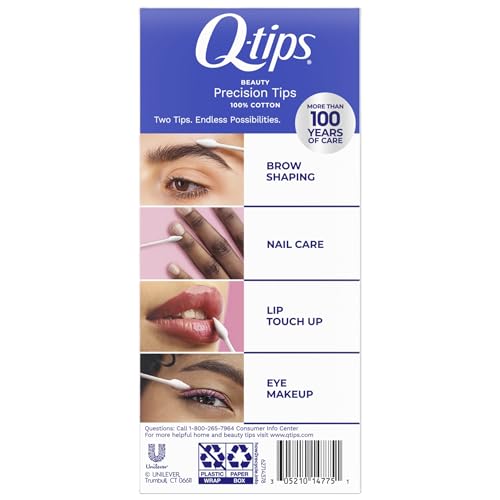 Q-tips Precision Tips Cotton Swabs 170 Count 2 Pack, Makeup Tools, Beauty, Personal Care and Household Essentials