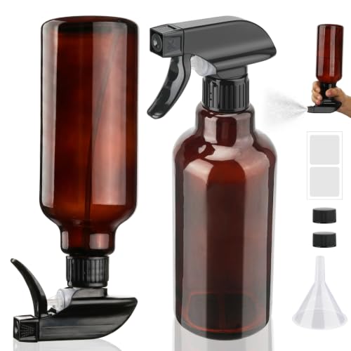 Hethyo 360° Glass Spray Bottle with Adjustable Nozzle - 16.9 oz, Brown