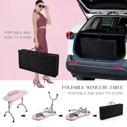 Joligrace Portable Manicure Table with Lockable Wheels & Drawer