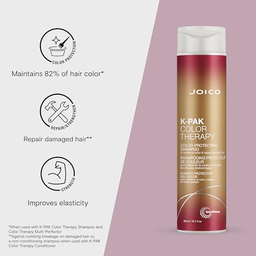 Joico K-PAK Color Therapy Color-Protecting Shampoo and Conditioner | For Color-Treated Hair | Boost Shine | Improve Elasticity | Repair Breakage | Rebuild Damaged Hair | With Keratin & Argan Oil