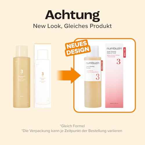 numbuzin No.3 Toner | Super Glowing Essence Toner | Skin Radiance, Zero Pore, Skin Tightening, Skin Texture, Hydration | Fermented Ingredients, Niacinamide, Galactomyces | 6.76 fl. oz.