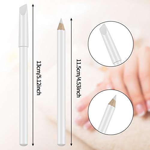 2-in-1 French White Nail Whitening Pencils with Cuticle Pusher - 8 Pack