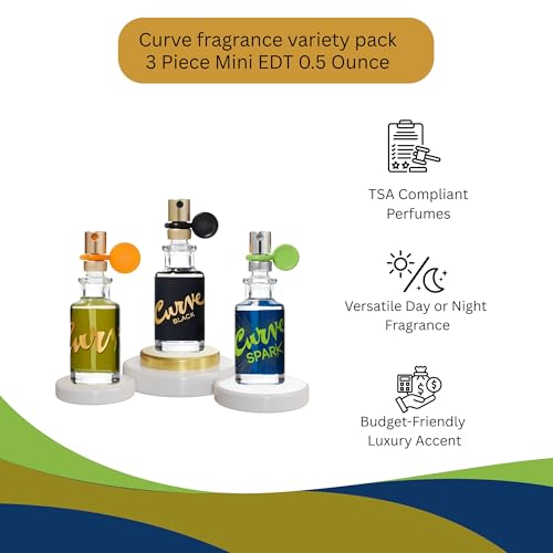 Curve Liz Claiborne Men's Cologne Travel Size Sprays, 3 Piece Mini EDT 0.5 Ounce